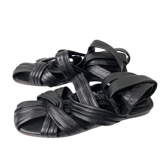 SAM EDELMAN Imogene leather Wrap gladiator Sandals Sz 8 black boho lagenlook - Picture 4 of 7